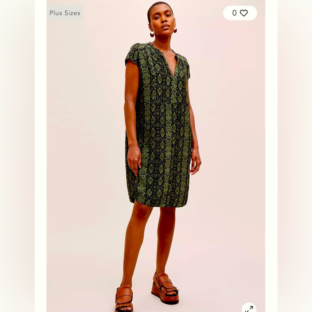 Anthropologie Yinka Green Snakeskin Print Tunic Dress